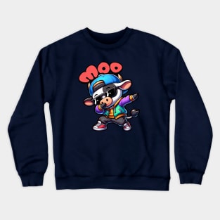 Cow Funny Cow Dabbing Chibi Crewneck Sweatshirt